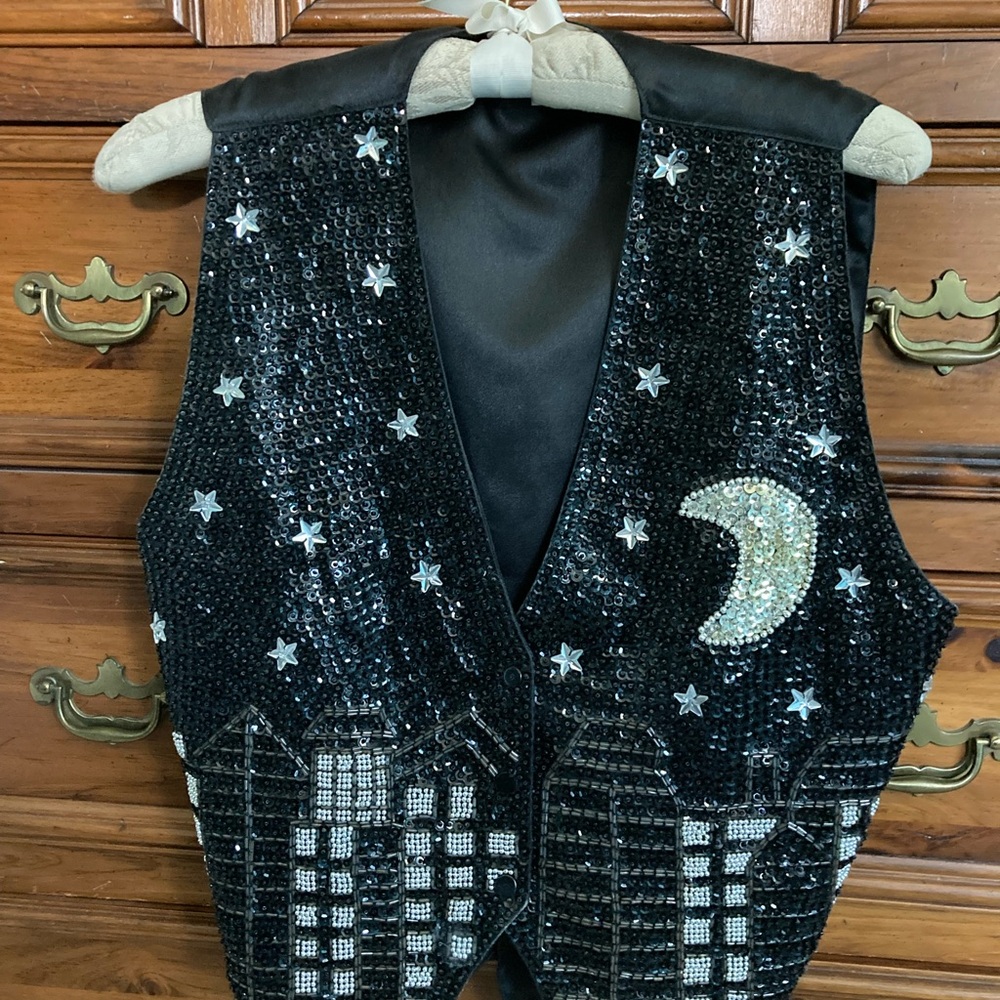 Cache Black Beaded Vest with Starry Motif